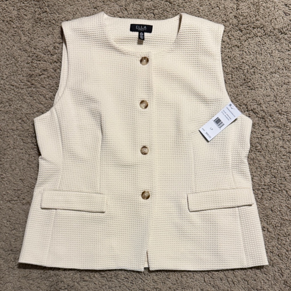 NWT Ella Cream Textured Vest, sz PL